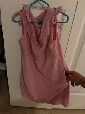 Girls Pink Terrycloth Tie-Shoulder beach coverup Dress